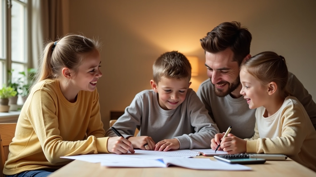 Famille planifiant le budget des activités